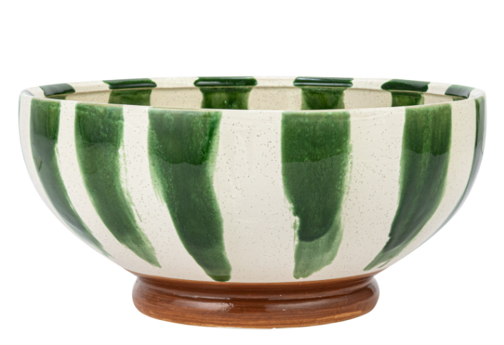 Creative Co-op Hand Painted Stoneware Footed Bowl