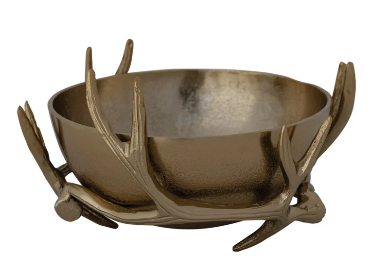 Creative Co-op Cast Aluminum Antler Shaped Stand with Bowl