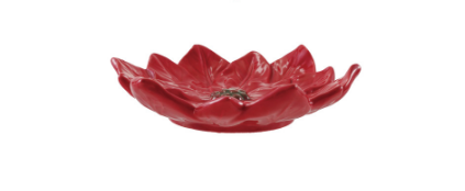 Creative Co-op Ceramic Poinsettia Plate