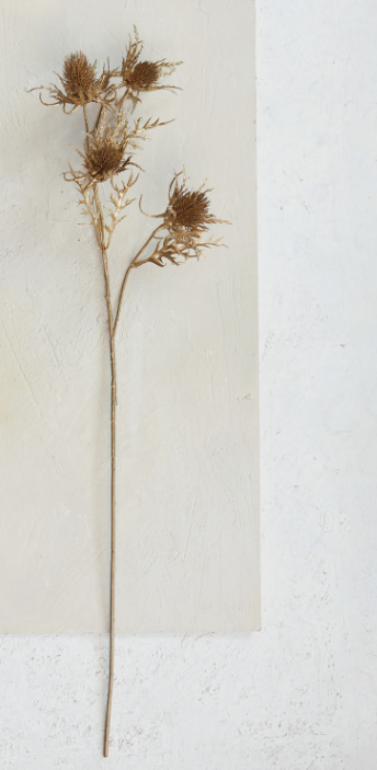 Creative Co-op Faux Thistle Stem with Glitter Gold