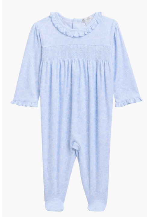 Kissy Kissy Collared Footie with Hand Smocking in Light Blue