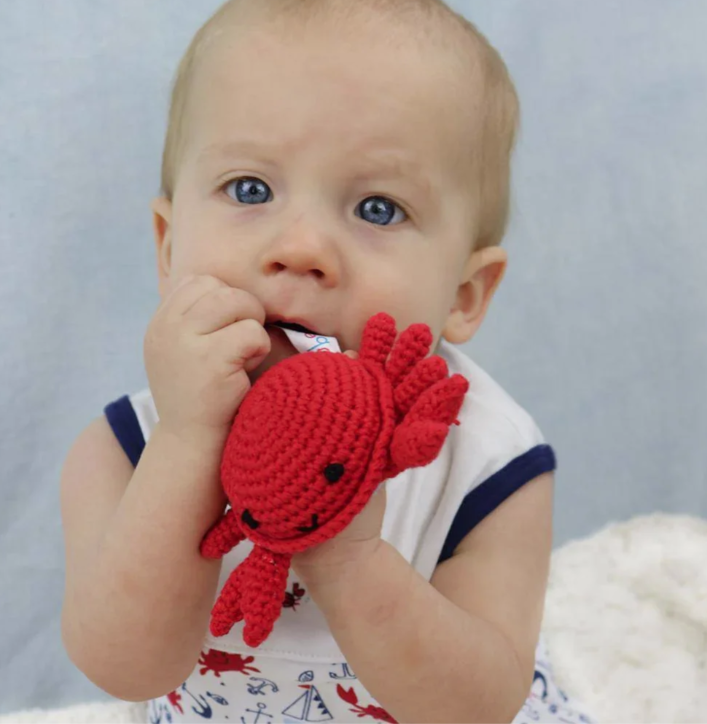 Zubels Crochet Dimple Rattle in Crab