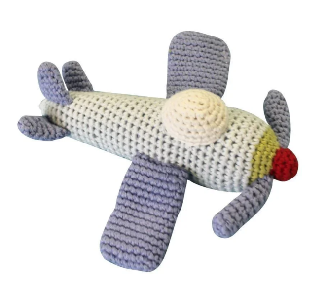 Zubels Crochet Dimple Rattle in Airplane