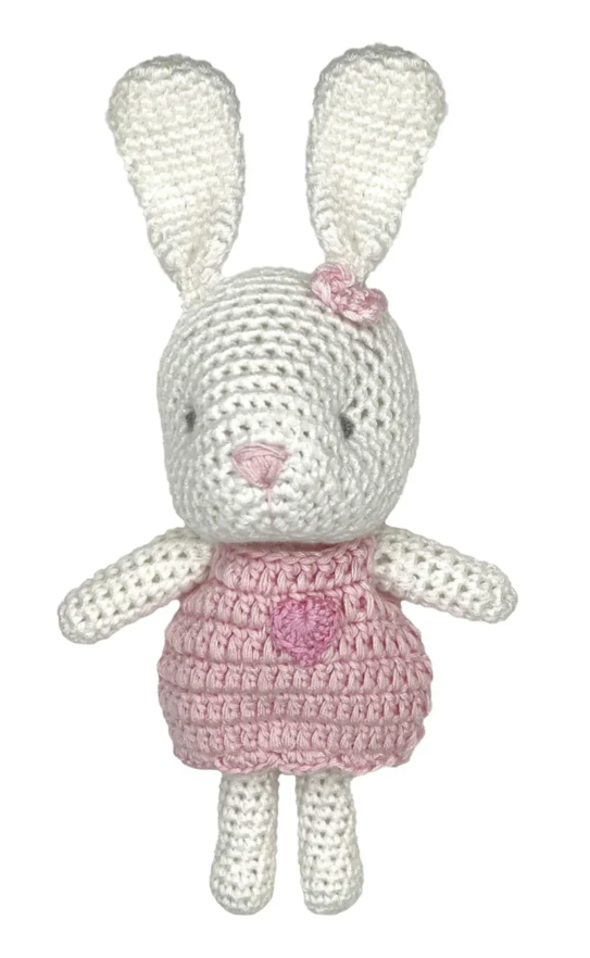 Zubels Crochet Bamboo Traditional Rattle in Girl Bunny