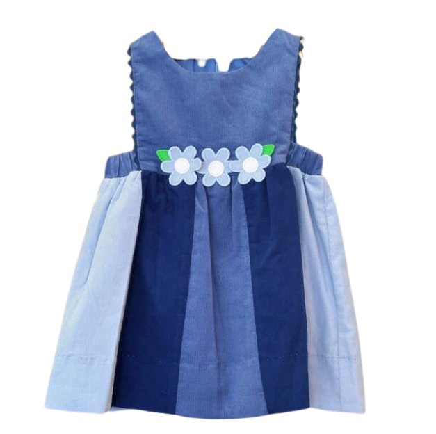 Florence Eiseman: Corduroy Jumper w/ Flowers - BLU