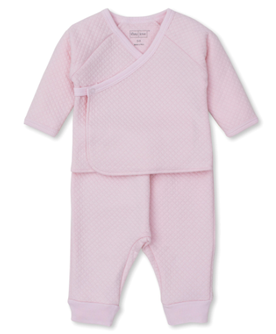 Kissy Kissy Jaquard Footed Pant Set in Pink