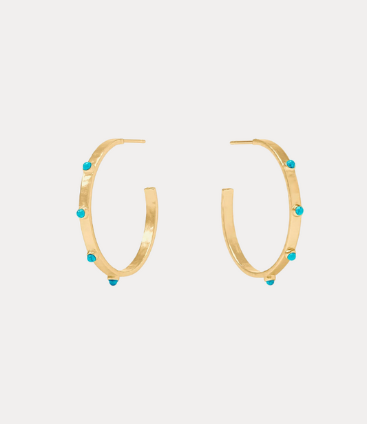 Julie Vos Crescent Stone Hoop in Turquoise