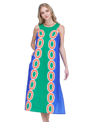 Jade 50" Column Dress in Royal Links