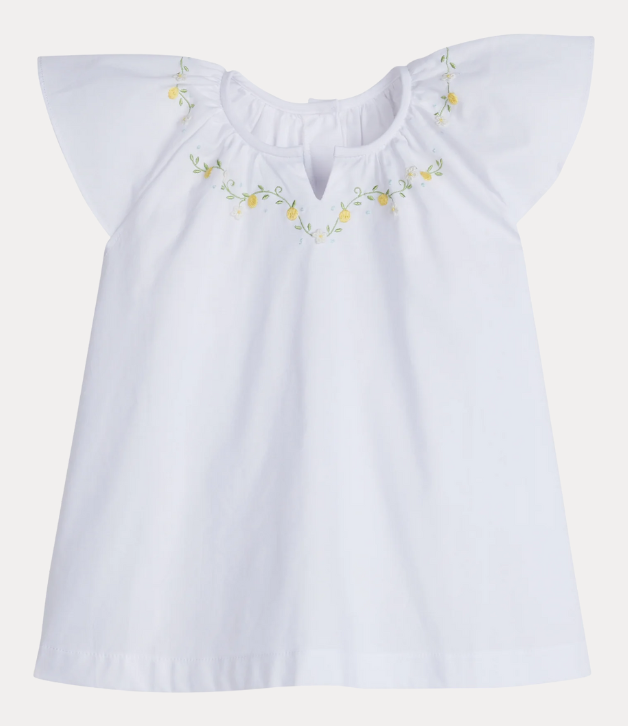 Little English Embroidered Blouse in Lemons