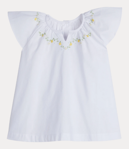 Little English Embroidered Blouse in Lemons