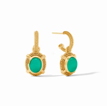 Julie Vos: Hoop & Charm Earring- Cabochon - GRN