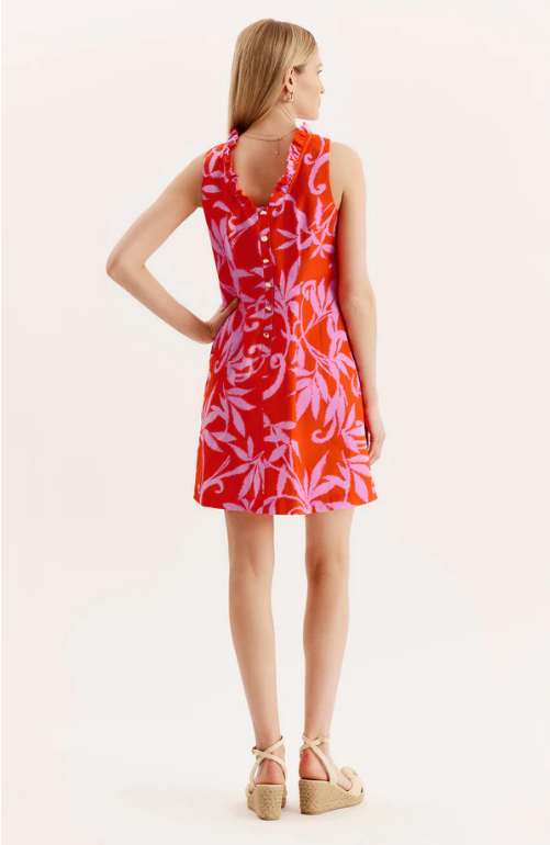Tyler Boe Ella Ruffle Back Dress in Tropical Orchid
