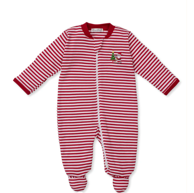 Kissy Kissy:  Footie- Christmas Capers Red Stripe