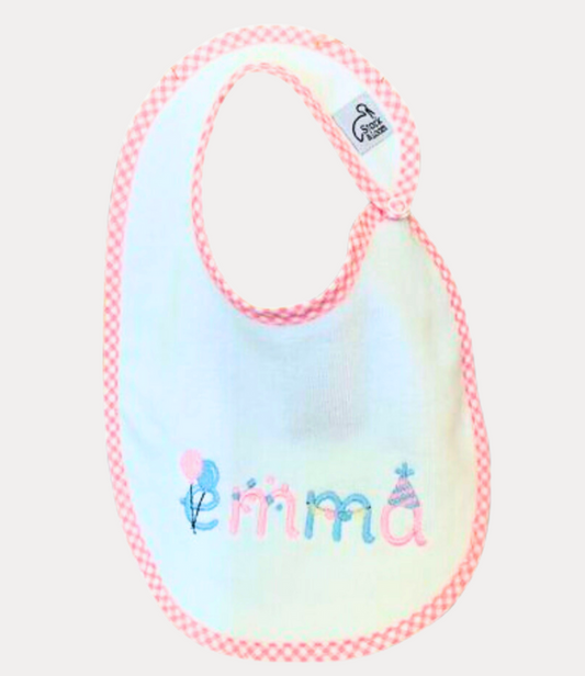Personalized Birthday Bib with Gingham