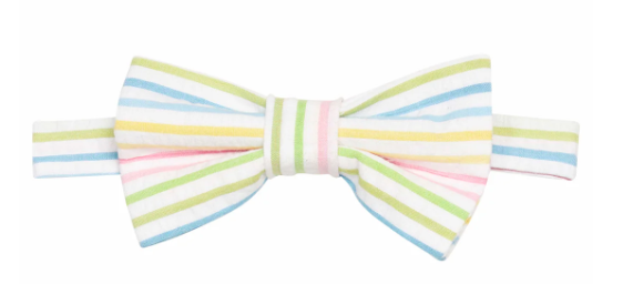Little English Bow Tie in Rainbow Stripe Seersucker