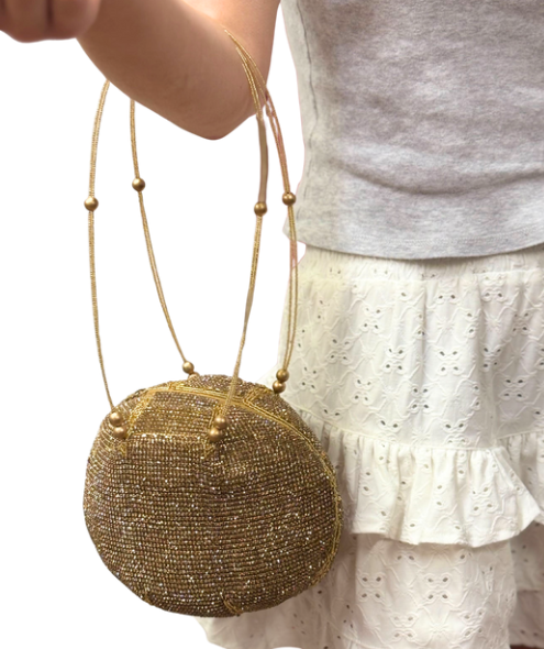 Handmade Beaded Round Abstract Bag