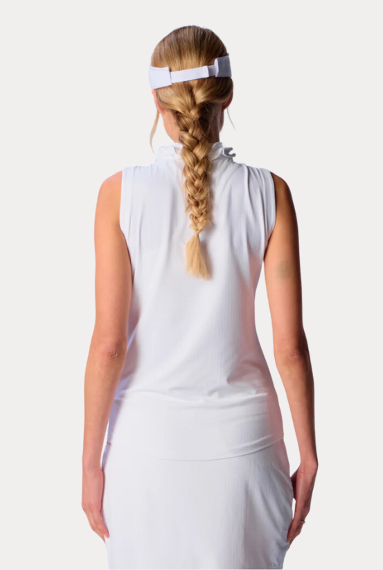 G Lifestyle Sleeveless Ruffle Top in White