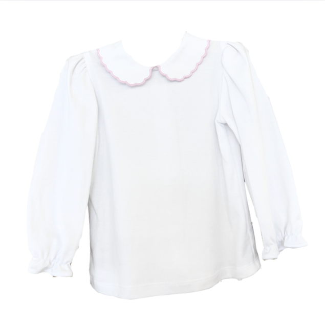 Zuccini Kids: Kendall Collar Blouse L/S- WHT/PNK