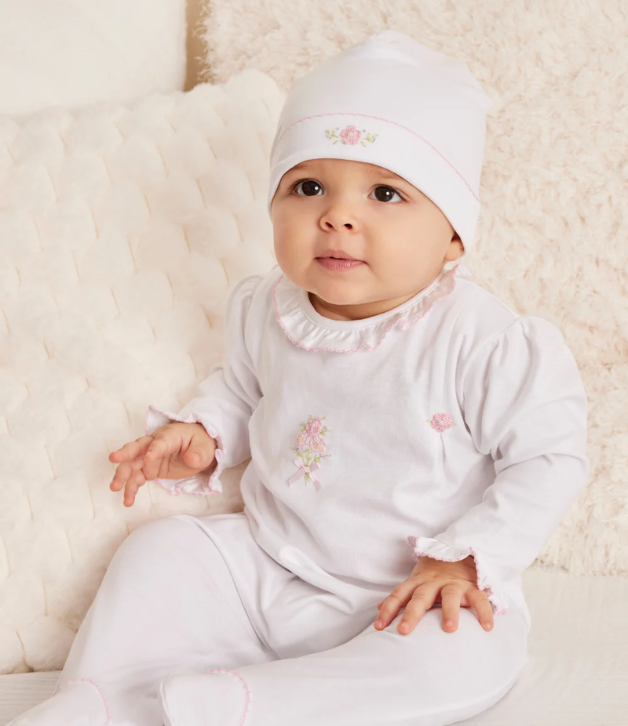 Kissy Kissy SCE Flower Bouquets White Hand Emb. Footie