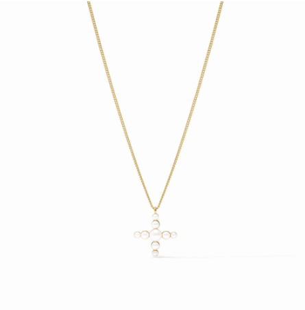 Julie Vos: Delicate Necklace - Gumdrop Cross - PRL