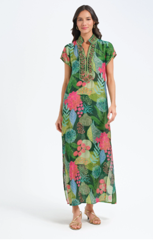 Lana Cap Sleeve Caftan Jasmine - GRN