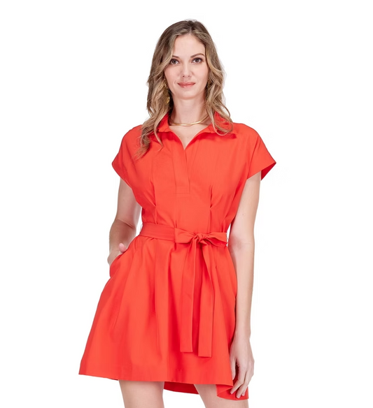 Jade: Fit & Dart Dress - RED
