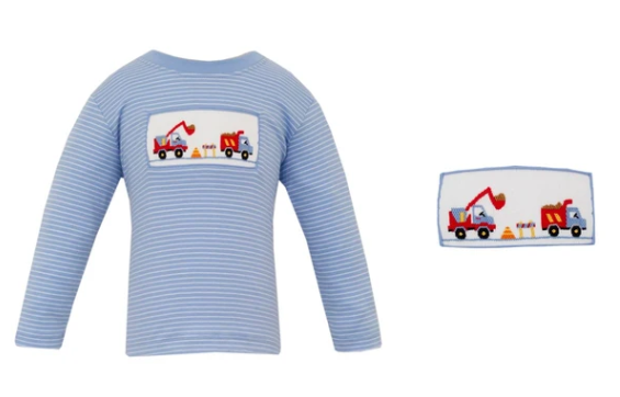 Anavini Long Sleeve T-Shirt in Navy Blue with Excavator