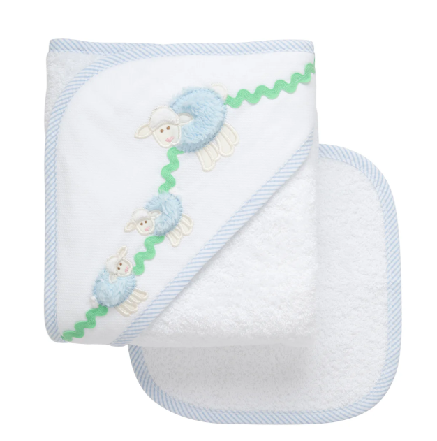 3 Marthas Towel/Washcloth Set in Blue Lamb