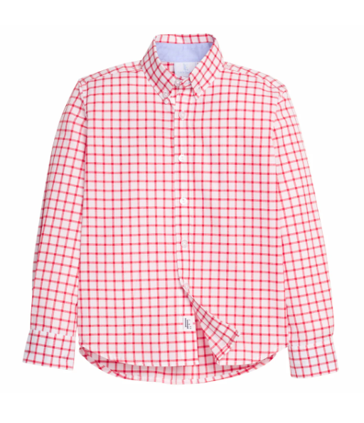 Little English Button Down Shirt in Red Windowpane