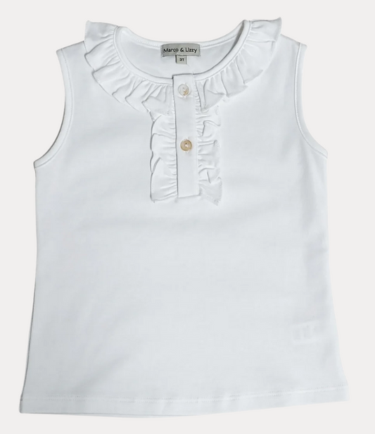 Marco & Lizzy Solid White Pima Girl's Top
