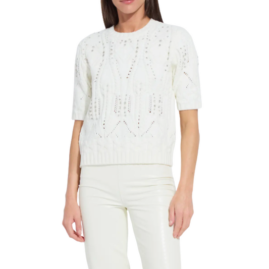 Lysee: Hadley Cozy S/S Cable Knit Embellished