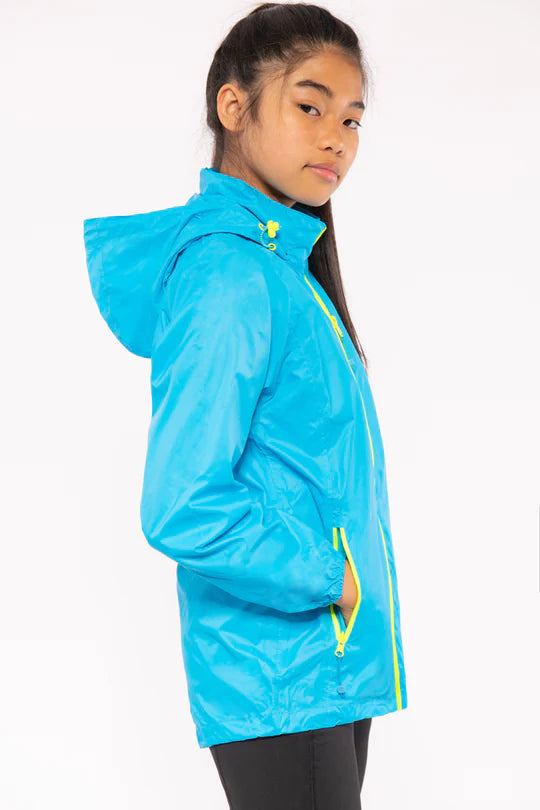 Mac in a Sac Origin Mini Packable Waterproof Jacket in Neon Blue