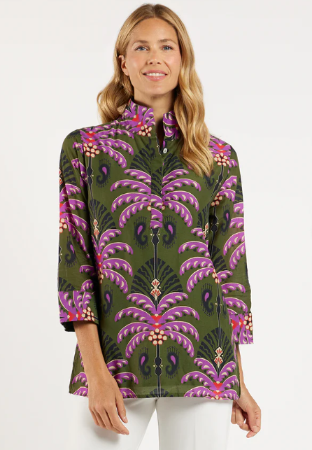 Jude Connally Cricket Top Frond Loden Cotton Voile