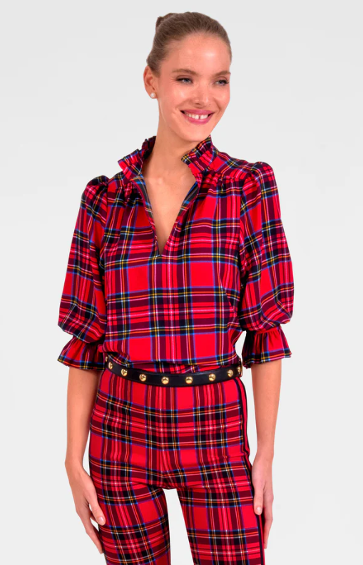 Gretchen Scott: Ruffle neck Tunic (Pick YOUR Plaid)