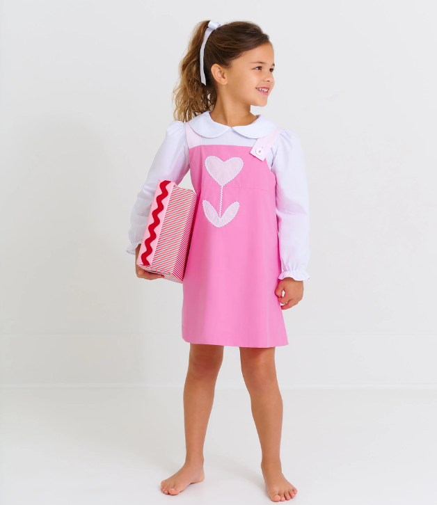 TBBC Jillian Jumper in Hamptons Hot Pink & Palm Beach Pink with Heart Tulip Applique