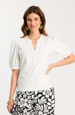 Tyler Boe Paulina Quarter Sleeve Top in White