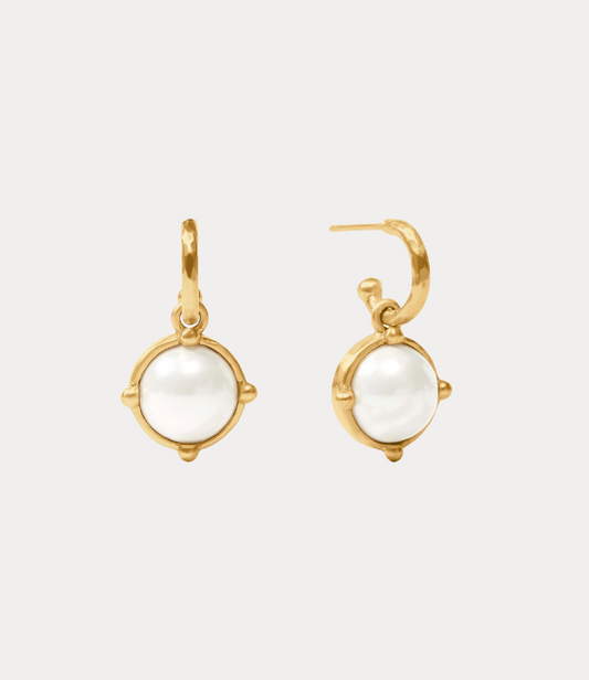 Julie Vos Honeybee Hoop & Charm Earring in Pearl
