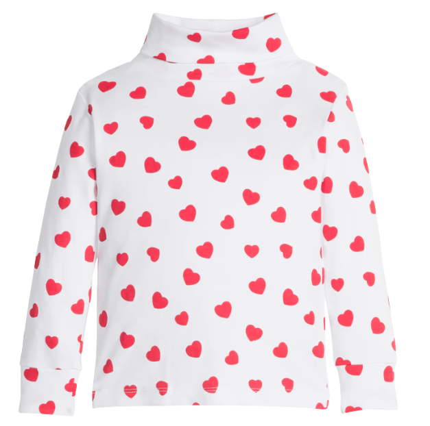 Little English: Printed Heart Turtle Neck