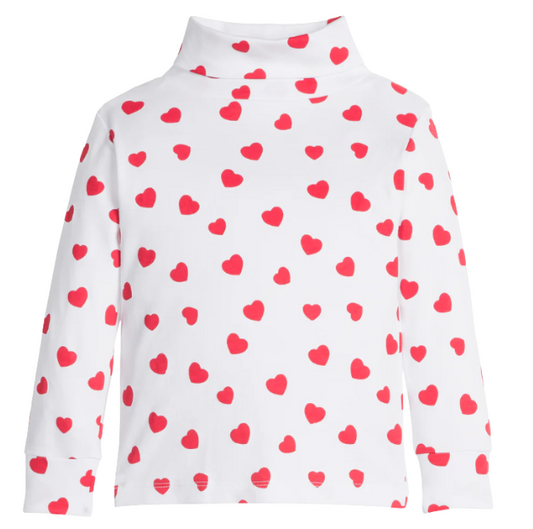 Little English: Printed Heart Turtle Neck