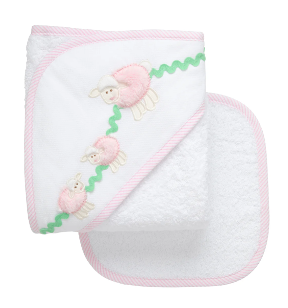 3 Marthas Towel/Washcloth Set in Pink Lamb