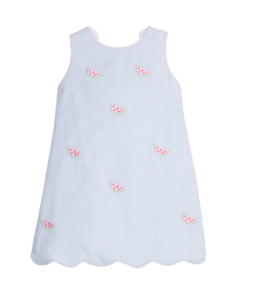 Little English Embroidered Bow Back Dress in Watermelon