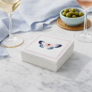 Maven Home Linen-Feel Cockail Napkins in Pink Butterfly