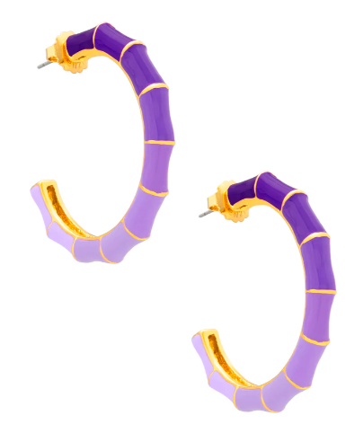 Zenzii Large Tropical Bamboo Hoop Earring in Purple