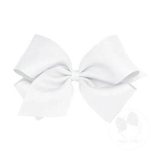 Wee Ones King Classic Grosgrain Girls Bow in White