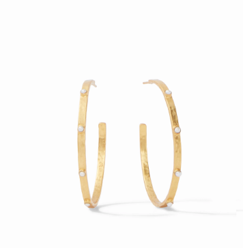 Julie Vos: Hoop Earring - Crescent Stone - PRL - L