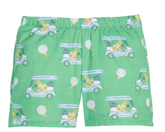 Little English Basic Short in Blue Paws on Par