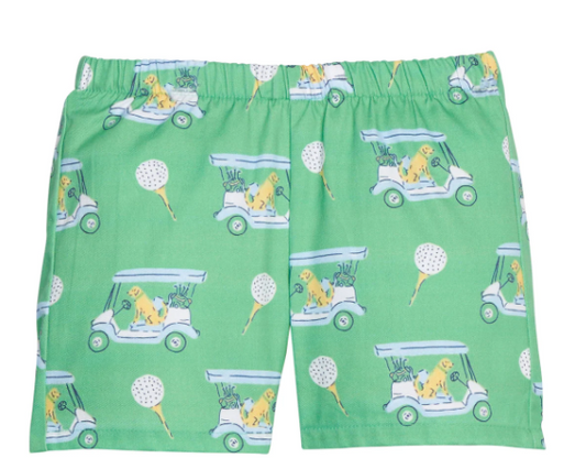 Little English Basic Short in Blue Paws on Par