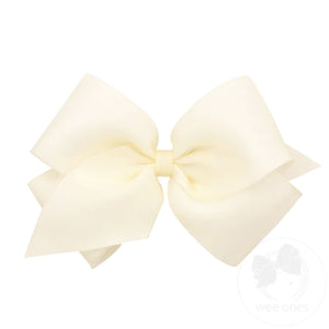 Wee Ones King Grosgrain With Organza Overlay Bow in Off White
