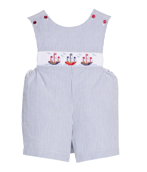 Little English Smocked Shortall in Pirate Ship