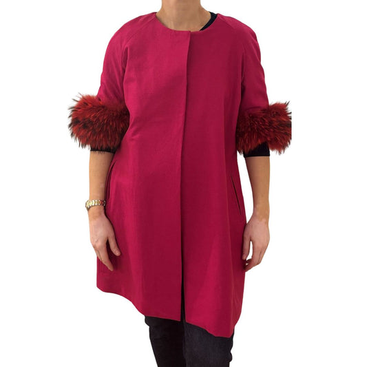 HANDMADE WOMEN'S 3/4 SLV COAT W/FUR CUFF